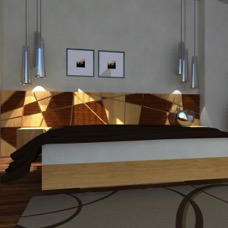 Pakros bed in oak and oak coloured wengè 1