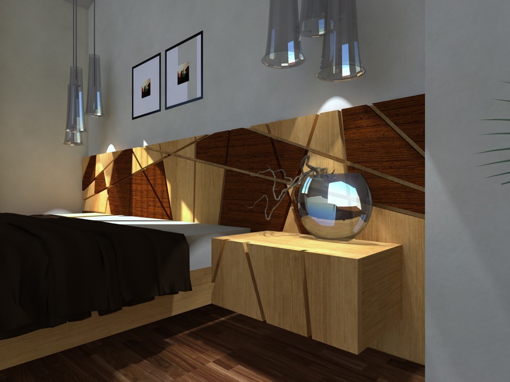 Pakros bed in oak and oak coloured wengè 3