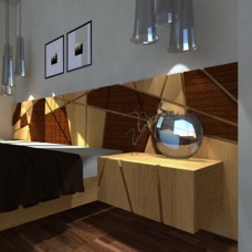 Pakros bed in oak and oak coloured wengè 3
