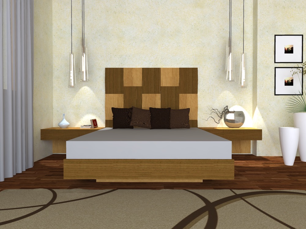 Alina bed in oak and oak coloured wengè 1