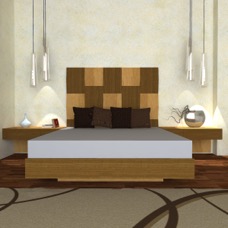 Alina bed in oak and oak coloured wengè 1
