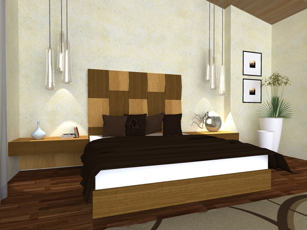 Alina bed in oak and oak coloured wengè 2