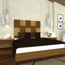 Alina bed in oak and oak coloured wengè 2