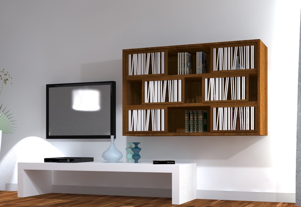  Argo bookcase in walnut and laquered 1