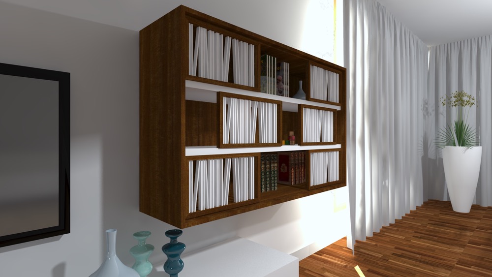Argo bookcase in walnut and laquered 5