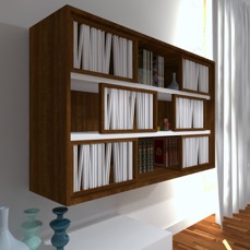 Argo bookcase in walnut and laquered 5