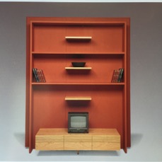 Luigi bookcase in cherry wood and laquered