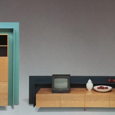 Luigi glass-cupboard small and sideboard in cherry wood 