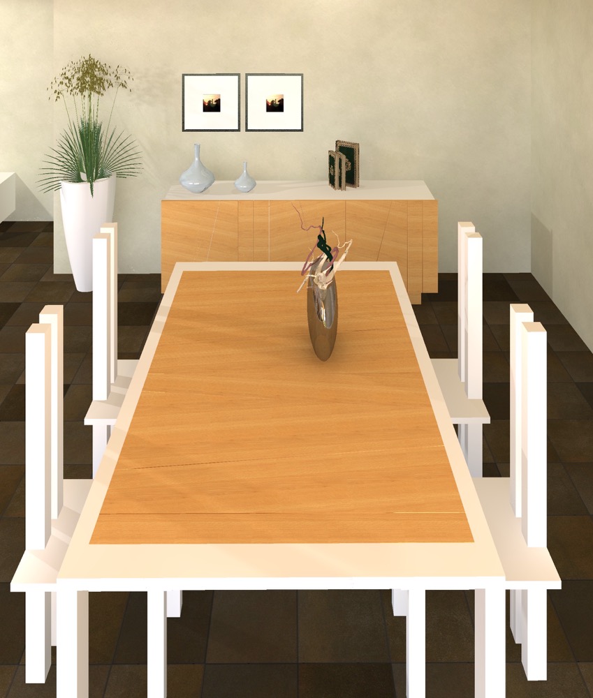 Semplice table in oak and laquered 2